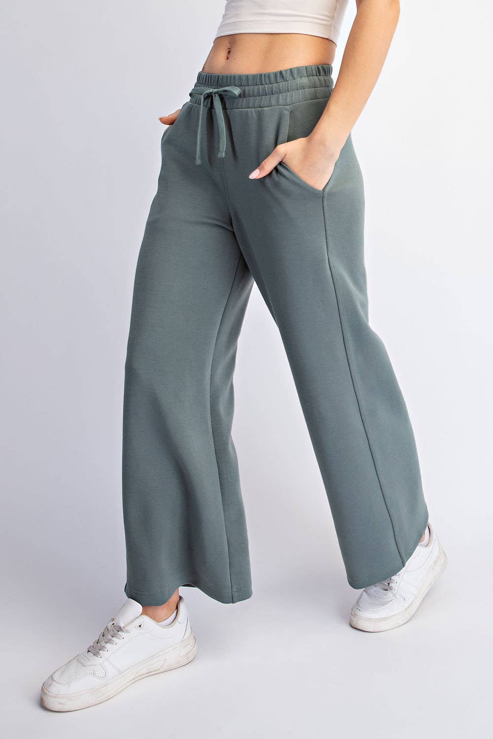 Modal Scuba Cropped Wide Pant - Rae Mode - Espresso / Black