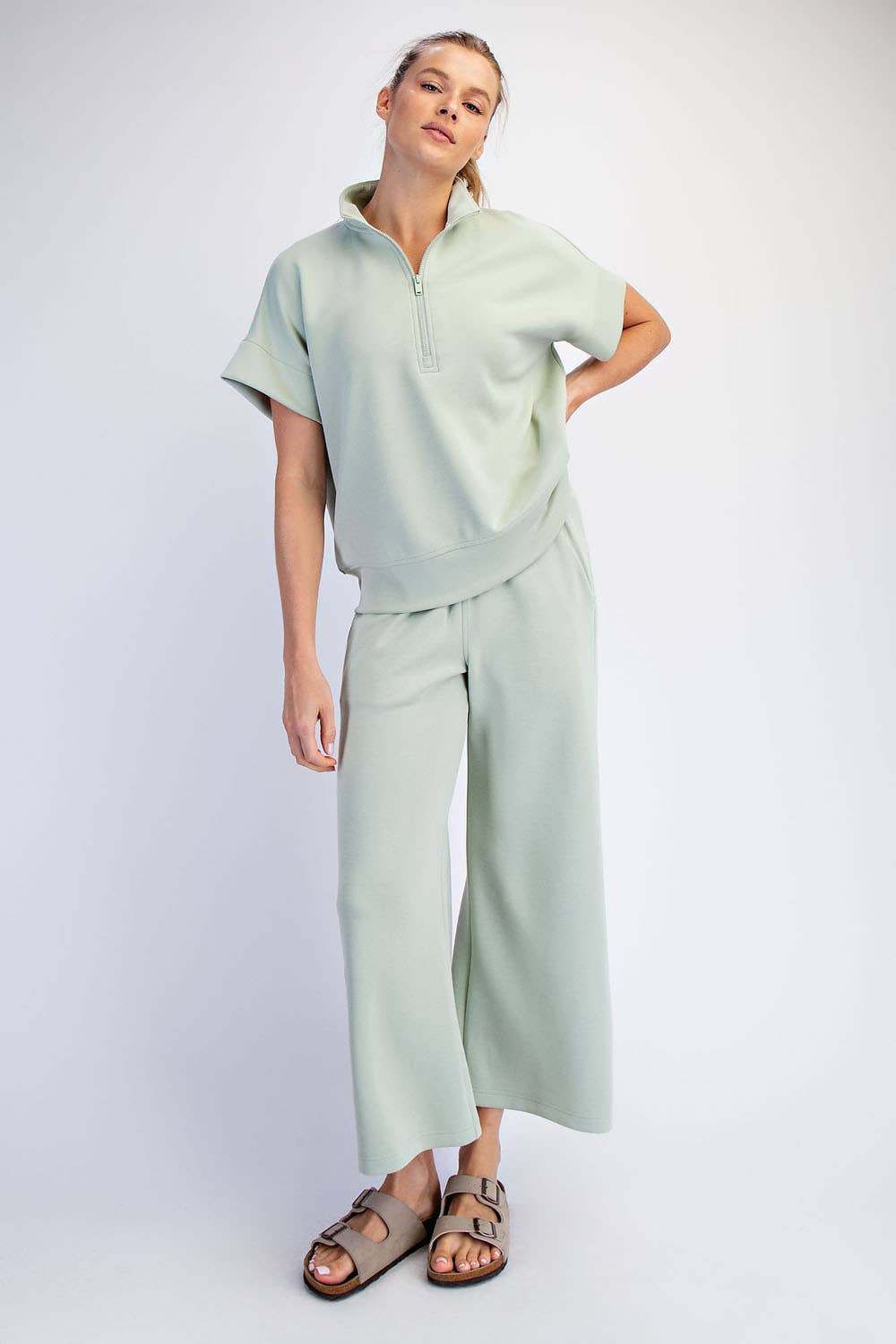 Modal Scuba Cropped Wide Pant - Rae Mode - Espresso / Black