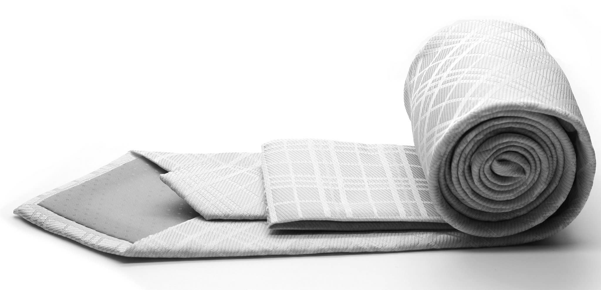 Classic Bone White Striped Pattern Necktie & Hanky Set