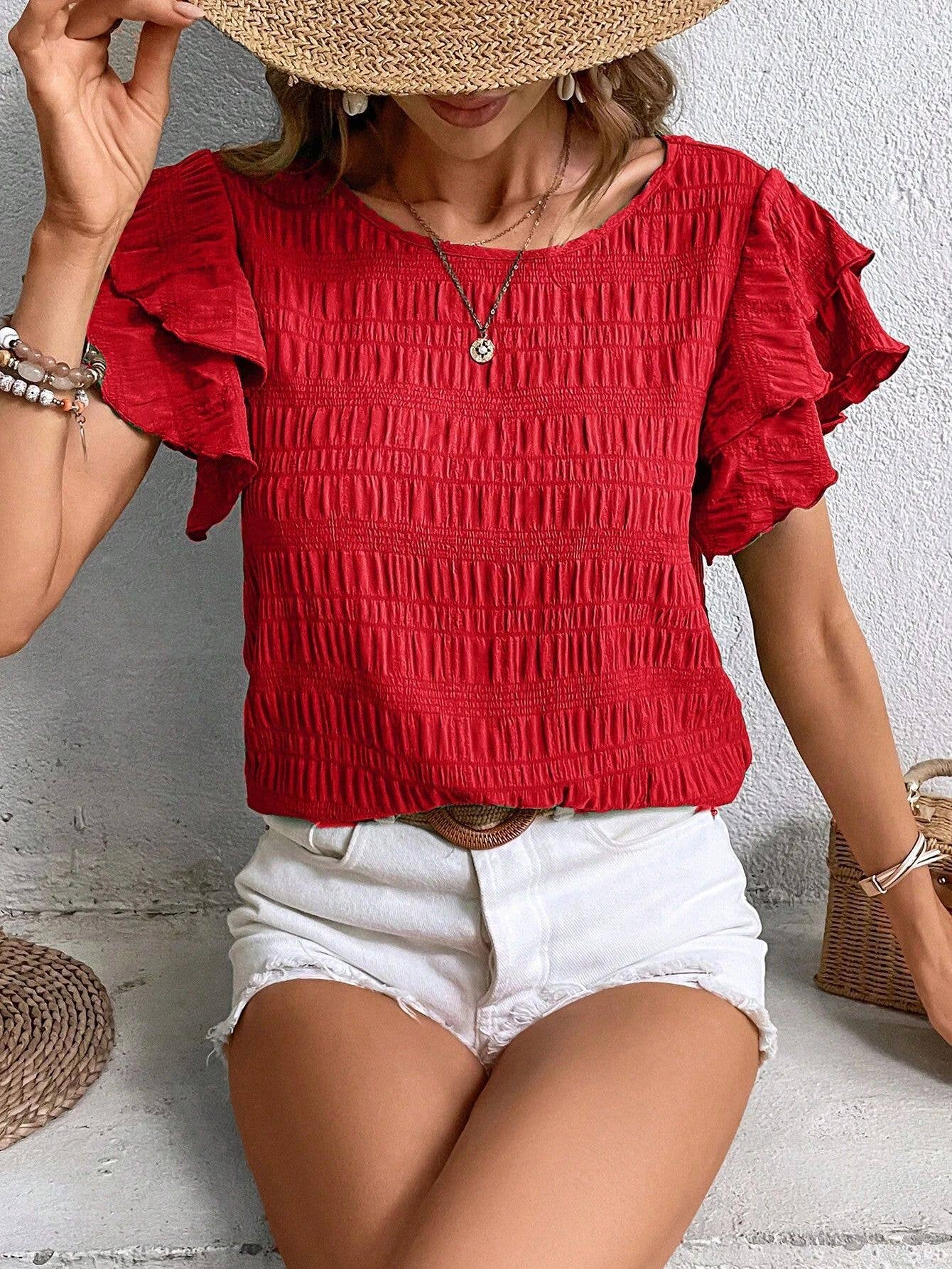 Nikole Ruffled Sleeve Blouse