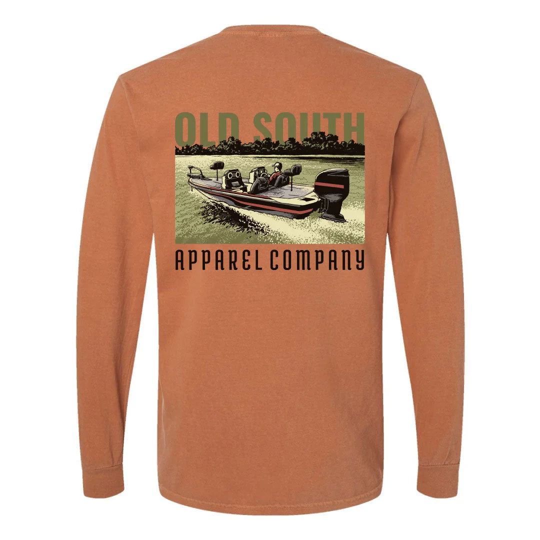 Old South Apparel Bass Boat Long Sleeve T-Shirt - Yam
