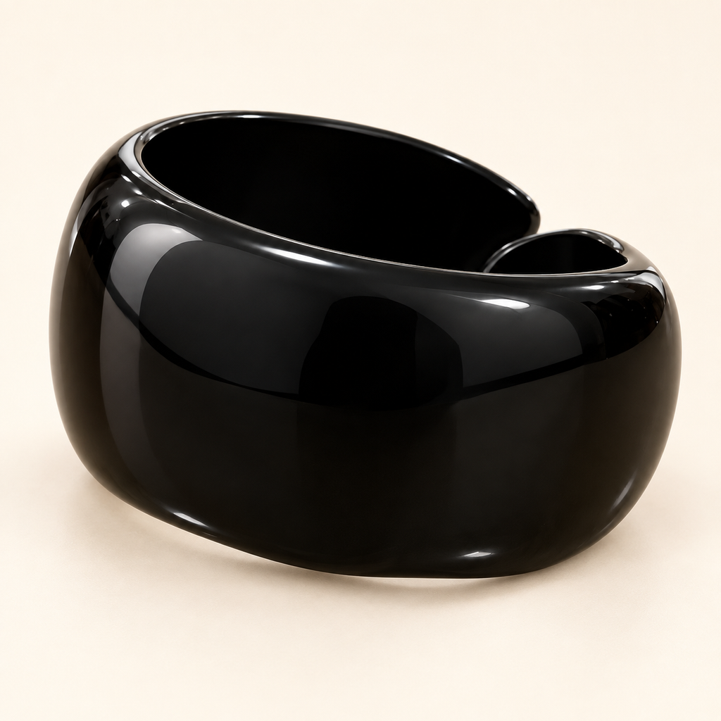 Glossy Black Statement Cuff Bracelet