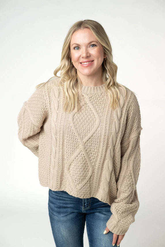 Clara Cable Knit Sweater - Latte