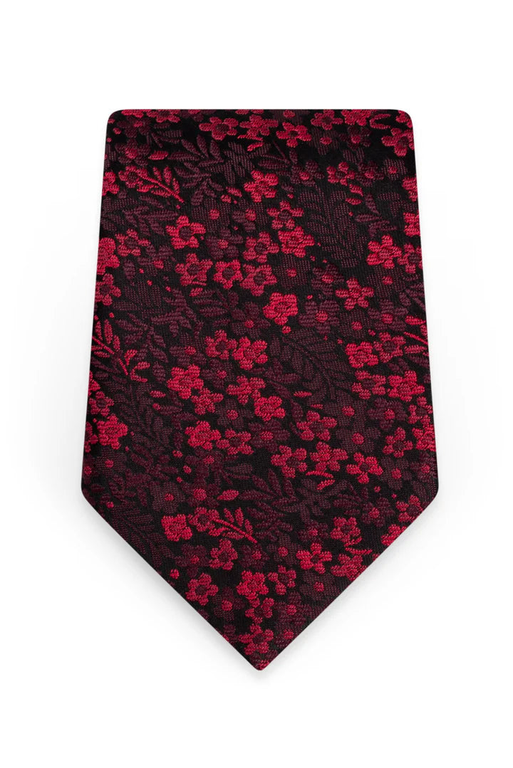 Michael Kors Floral Apple Red Self-Tie Windsor Tie