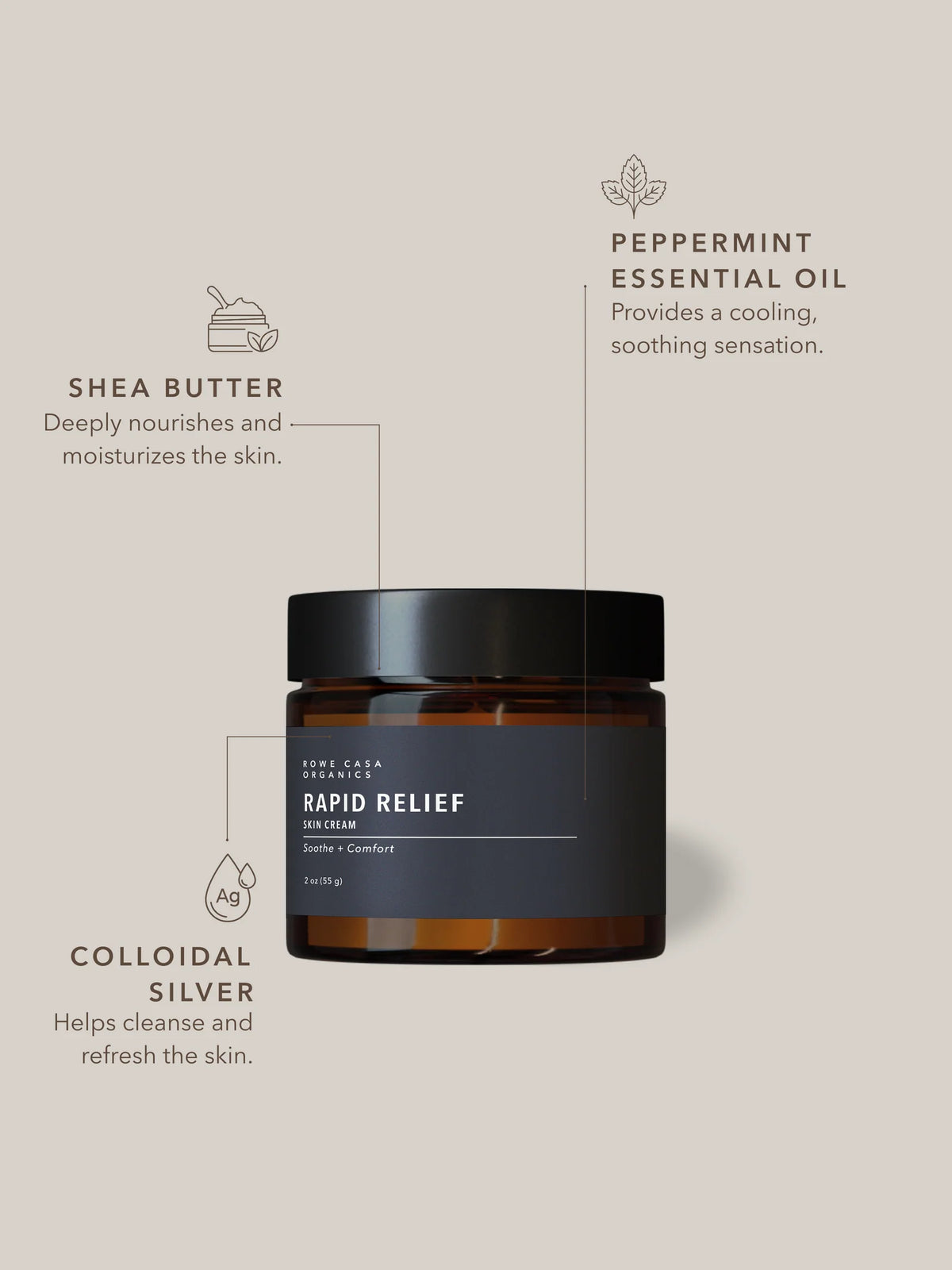 Stop the Itch Cream | 2 oz | Rowe Casa Organics