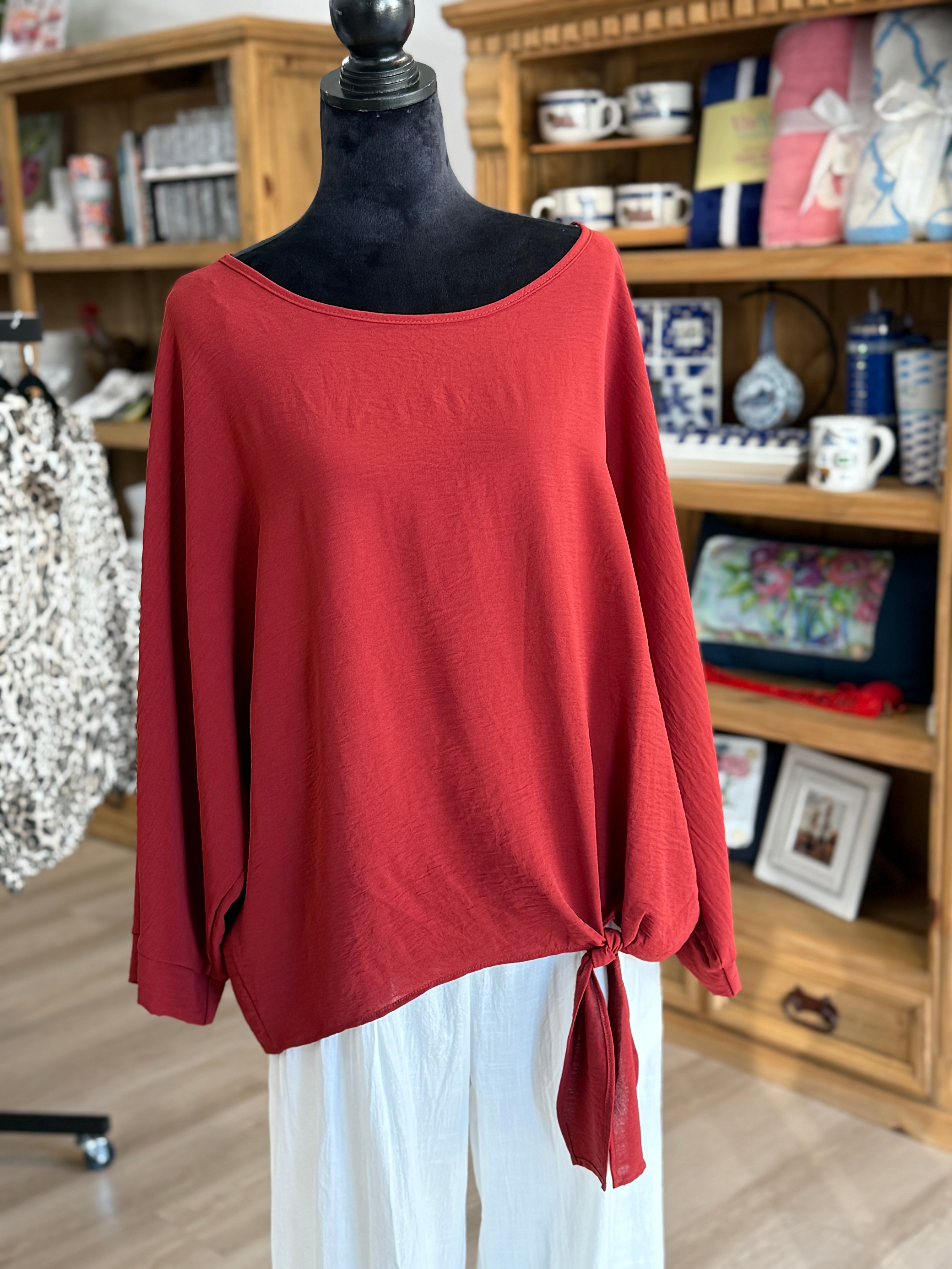 Pixi & Ivy Brick Red Textured Blouse Plus - FINAL SALE 50% OFF