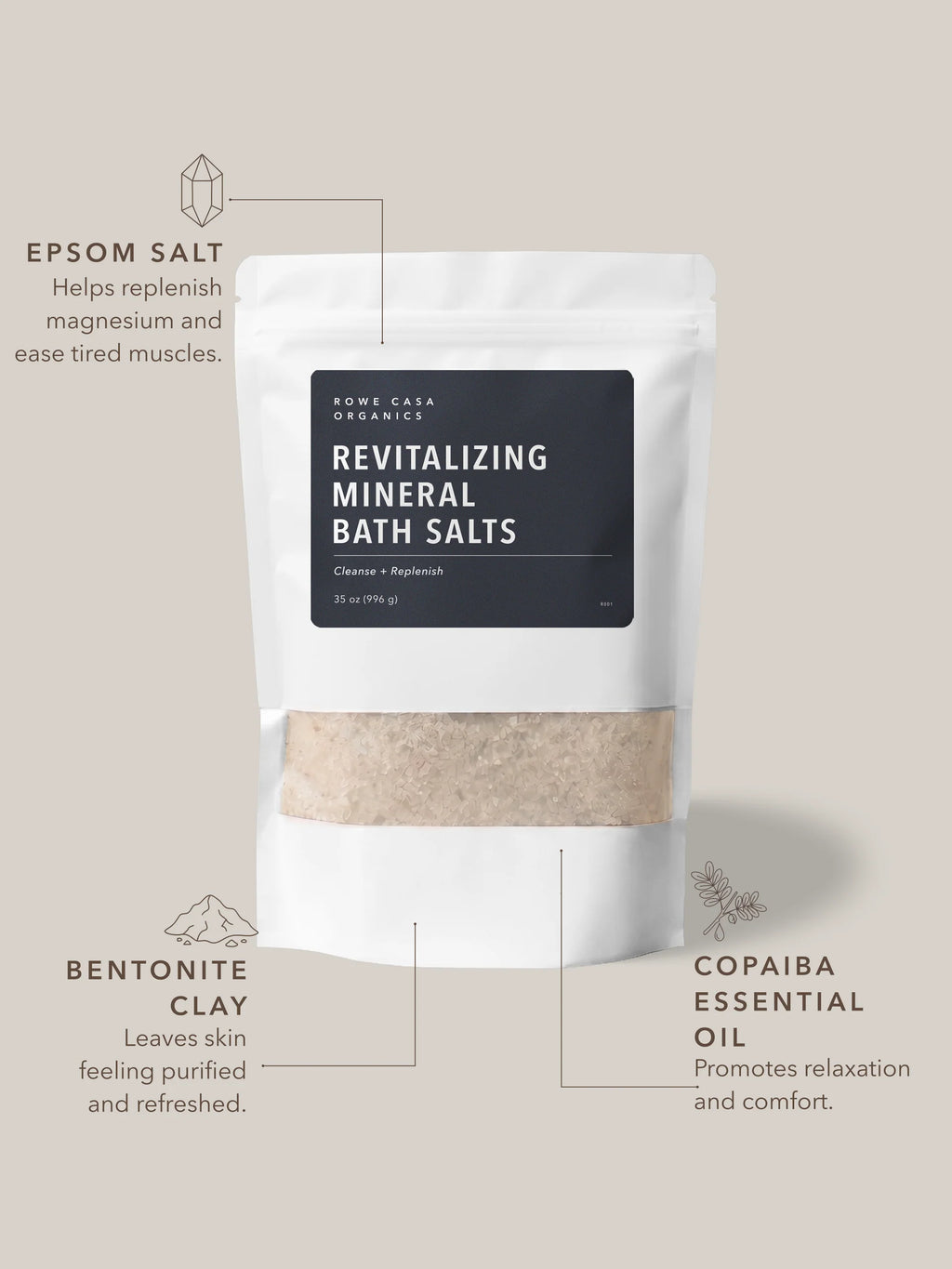 Revitalizing Mineral Bath Salts | 35 oz | Rowe Casa Organics