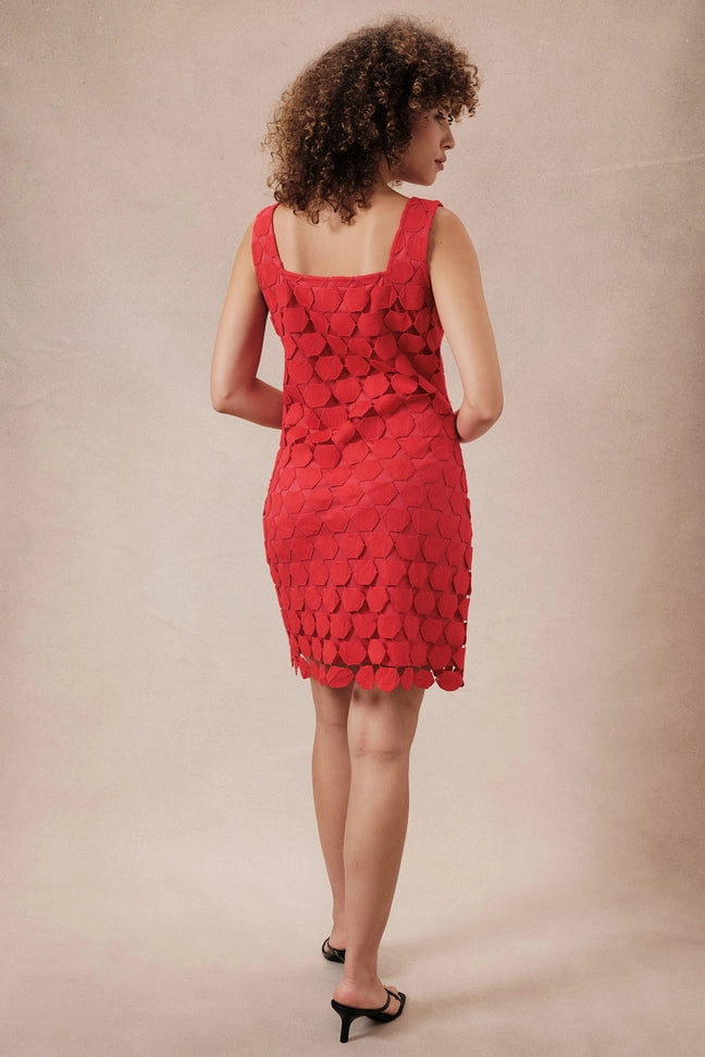 Square Neck Sleeveless Lace Mini Dress