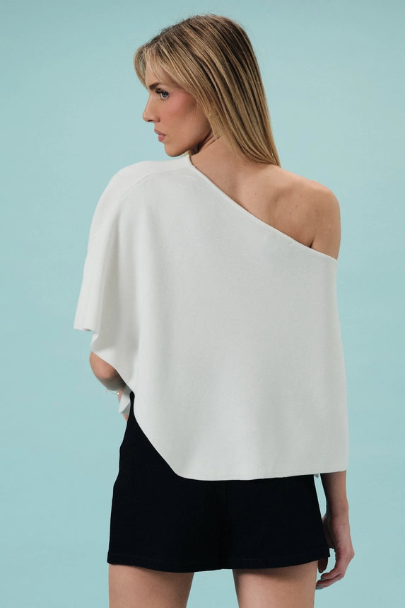 Slouchy Neck Line Poncho Knit Top