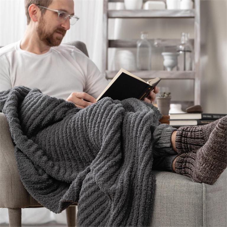 Gray Ribbed Giving Blanket (52x62in)