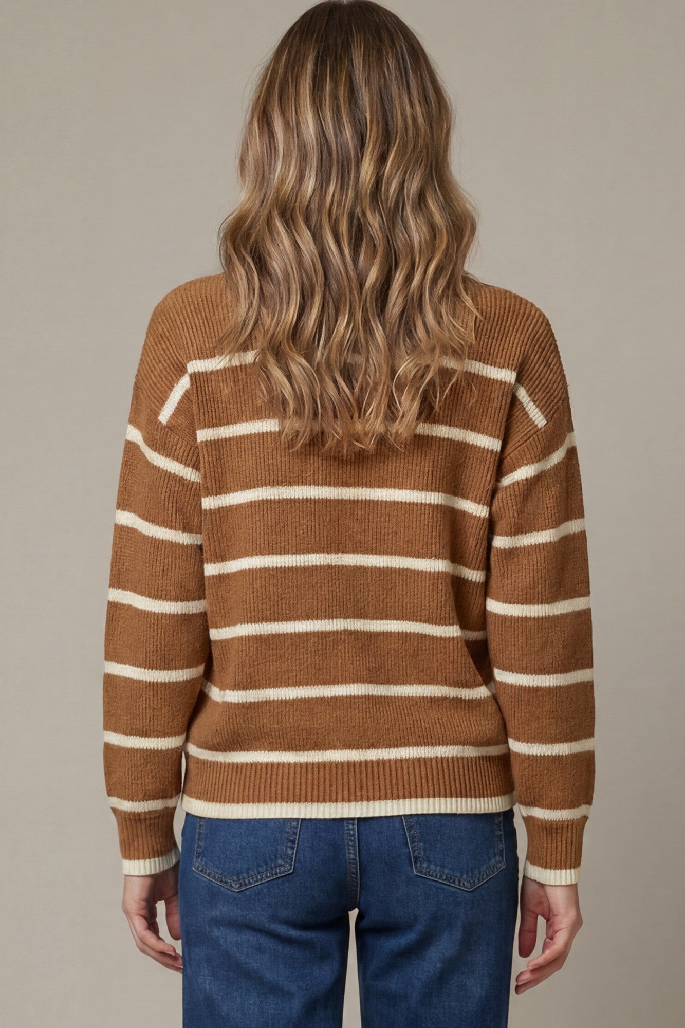 She+Sky Caramel Striped Sweater Top