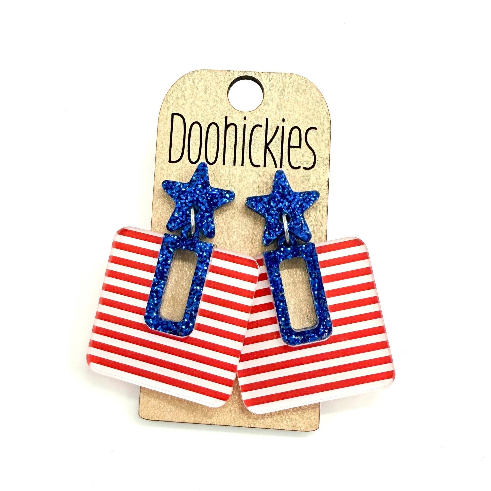 Stars and Stripes Bella Dangles - Patriotic Acrylic Earrings