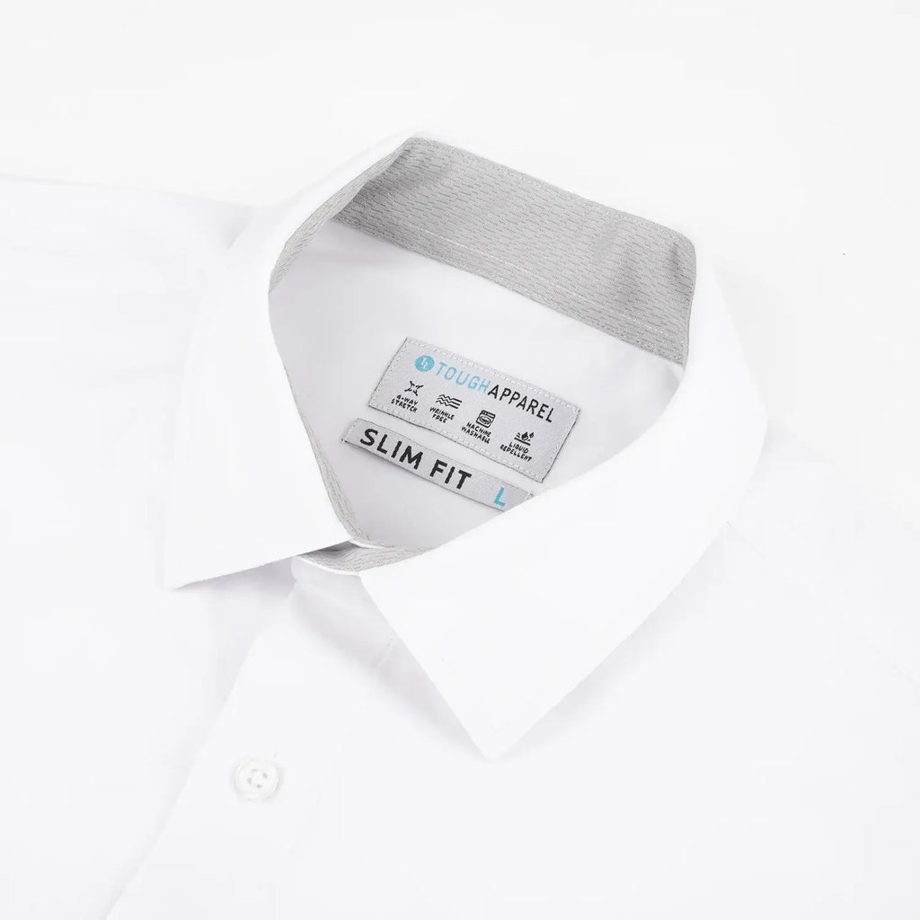 Hustle Performance Dress Shirt - White Short Sleeve