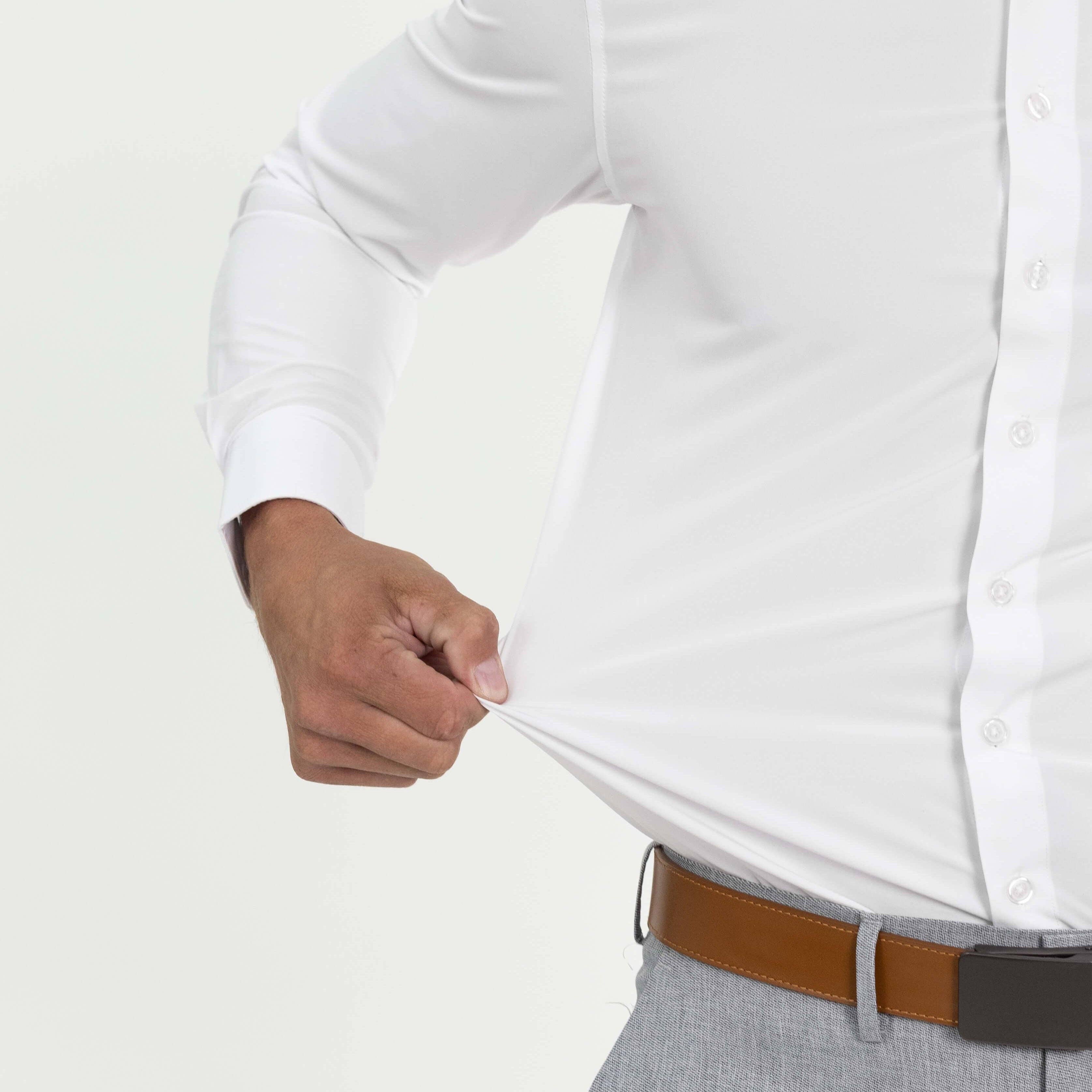 Hustle Performance Dress Shirt - White Long Sleeve
