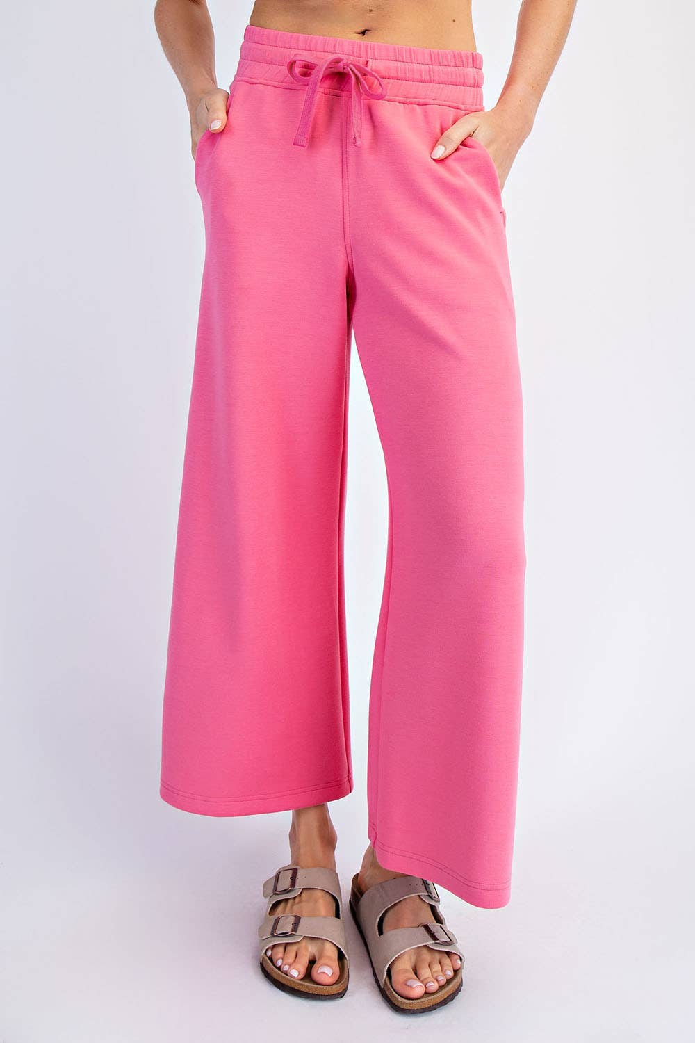 Modal Scuba Cropped Wide Pant - Rae Mode - Espresso / Black