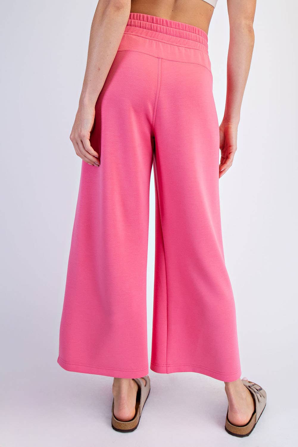 Modal Scuba Cropped Wide Pant - Rae Mode - Espresso / Black