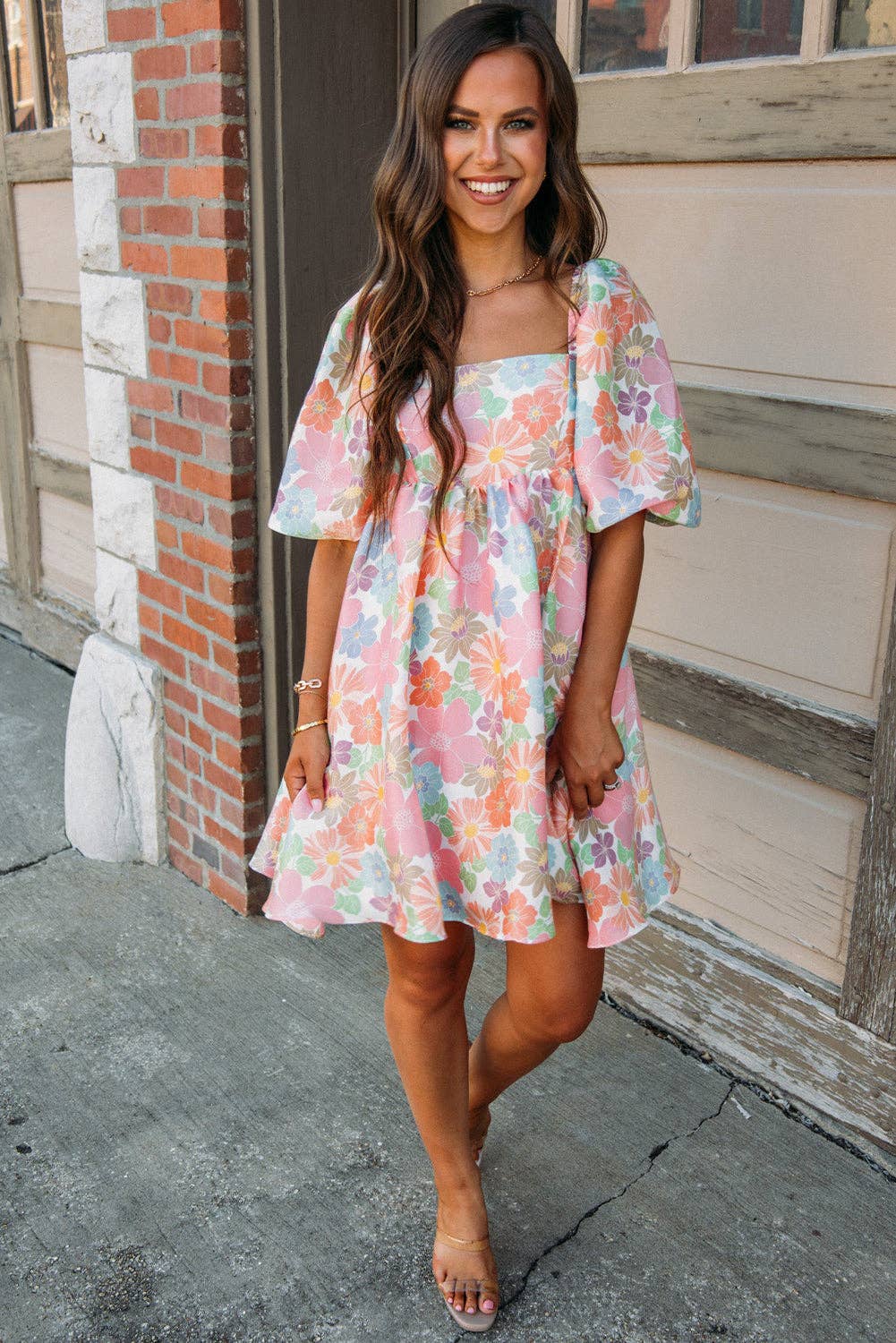Floral Puff Sleeve Babydoll Dress