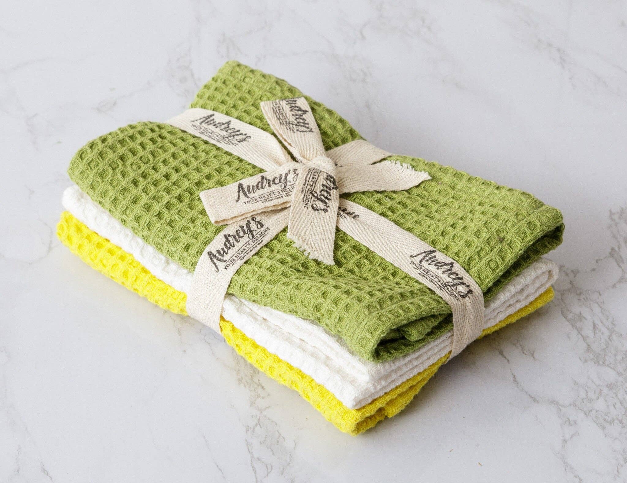 Lime, Yellow, And White Waffle Dish Cloth Set (Pk/03 Ast)