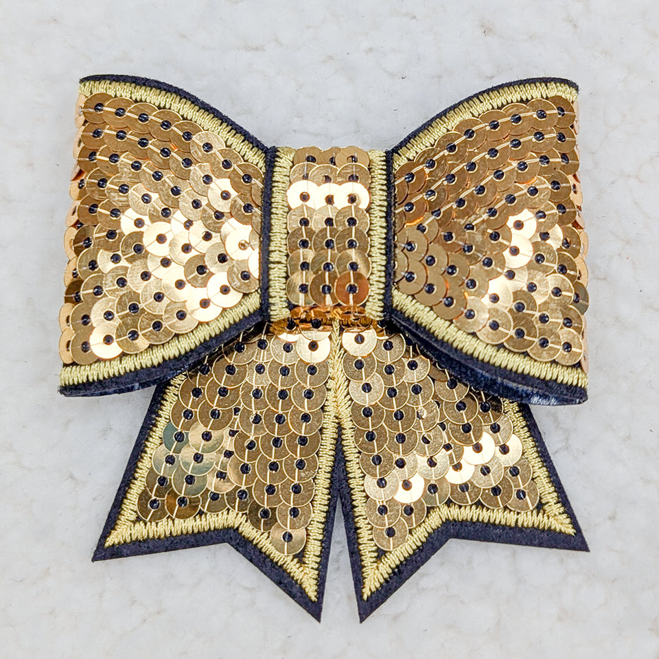 Gold Sequin Bow HAT/POCKET Patch