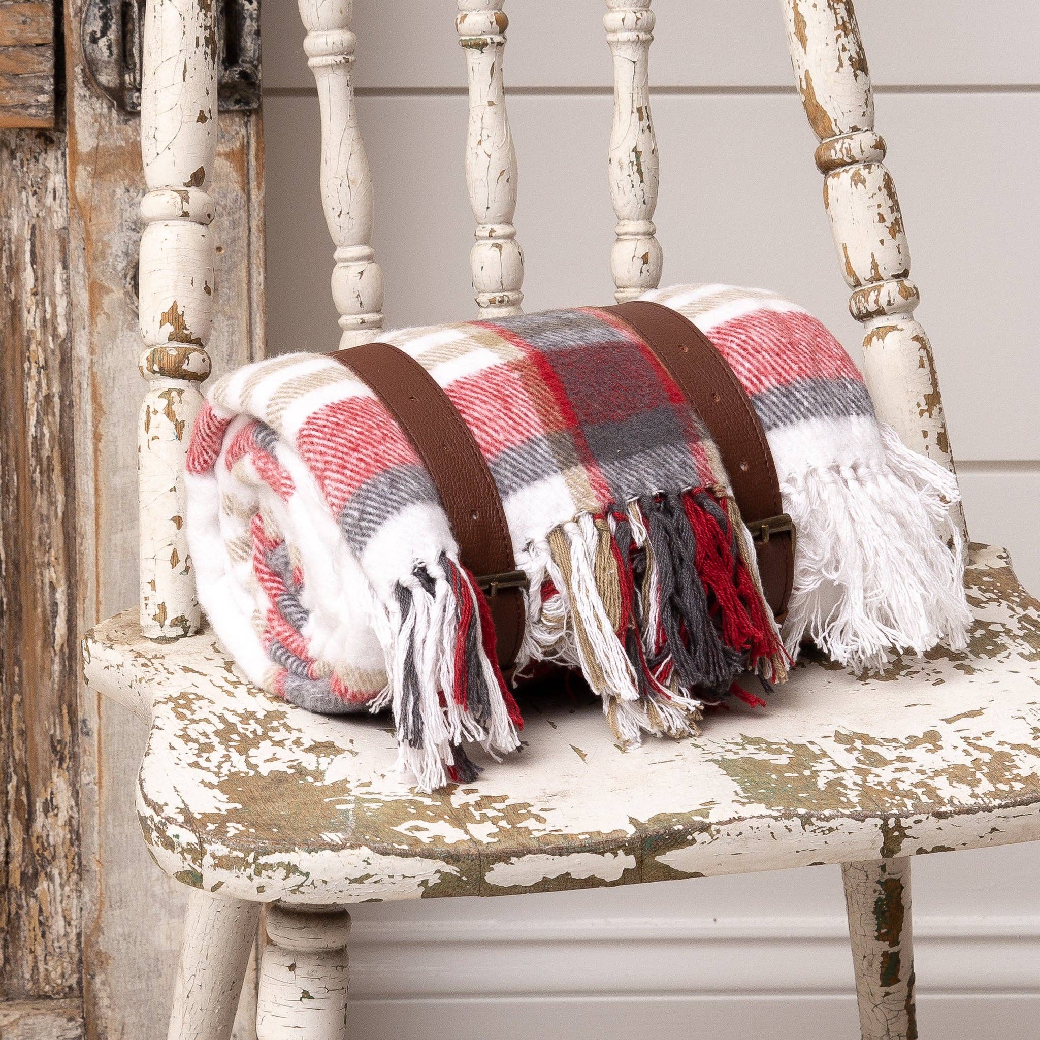 Red, Warm Gray Carry Along Throw