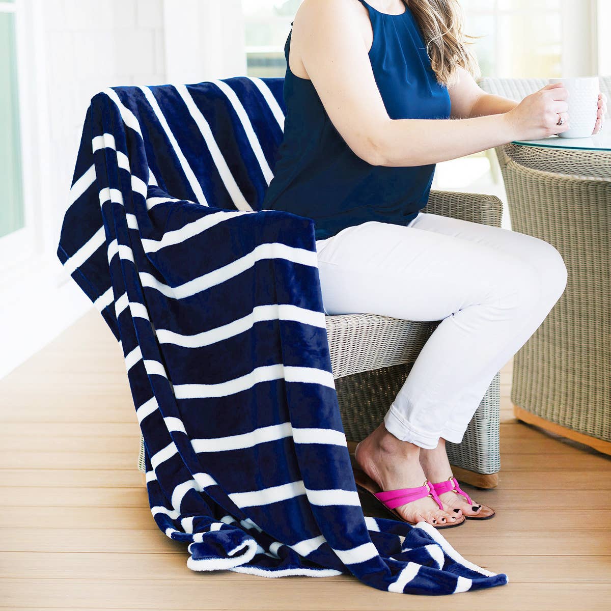 Navy Stripe Blanket
