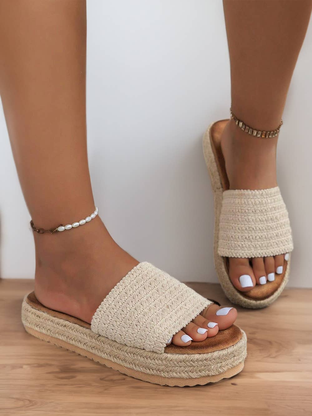 Boho Woven Non-slip Wedge Slippers