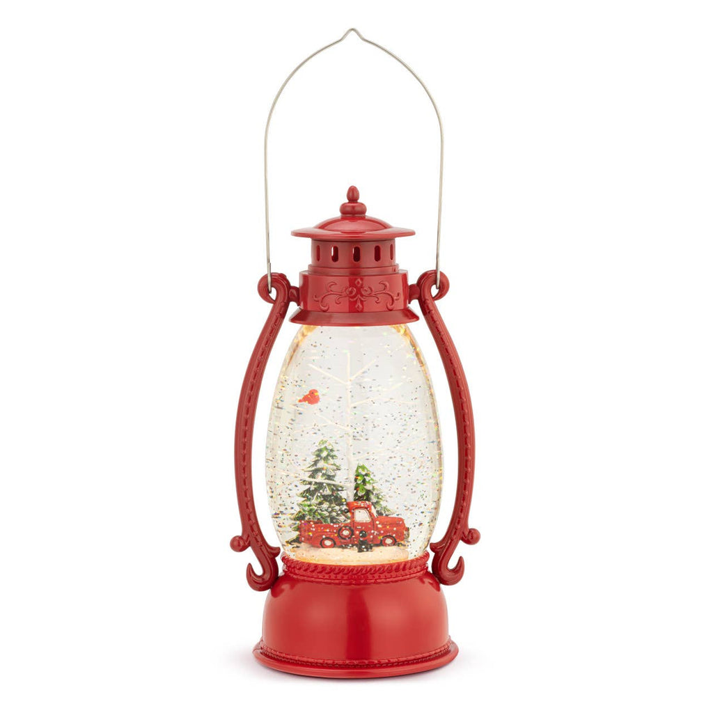 Lit Red Truck & Cardinal Lantern