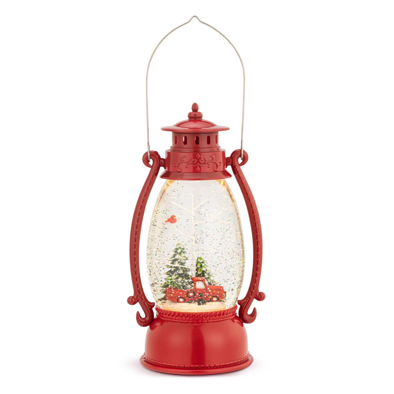 Lit Red Truck & Cardinal Lantern