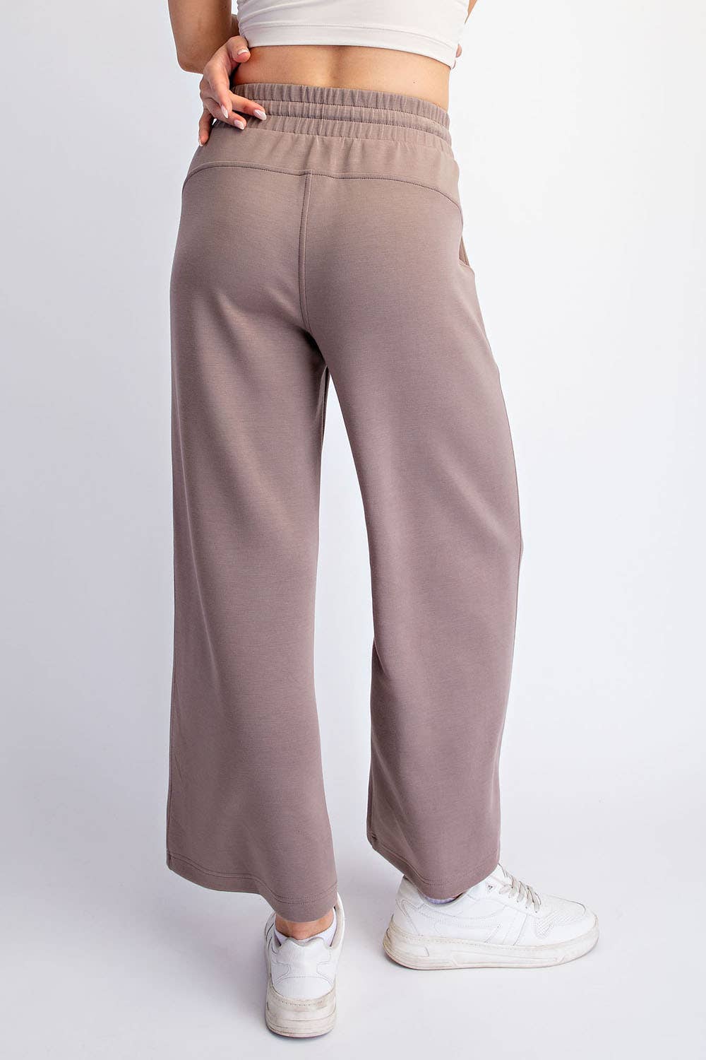 Modal Scuba Cropped Wide Pant - Rae Mode - Espresso / Black