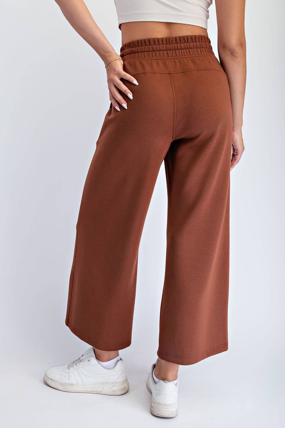 Modal Scuba Cropped Wide Pant - Rae Mode - Espresso / Black
