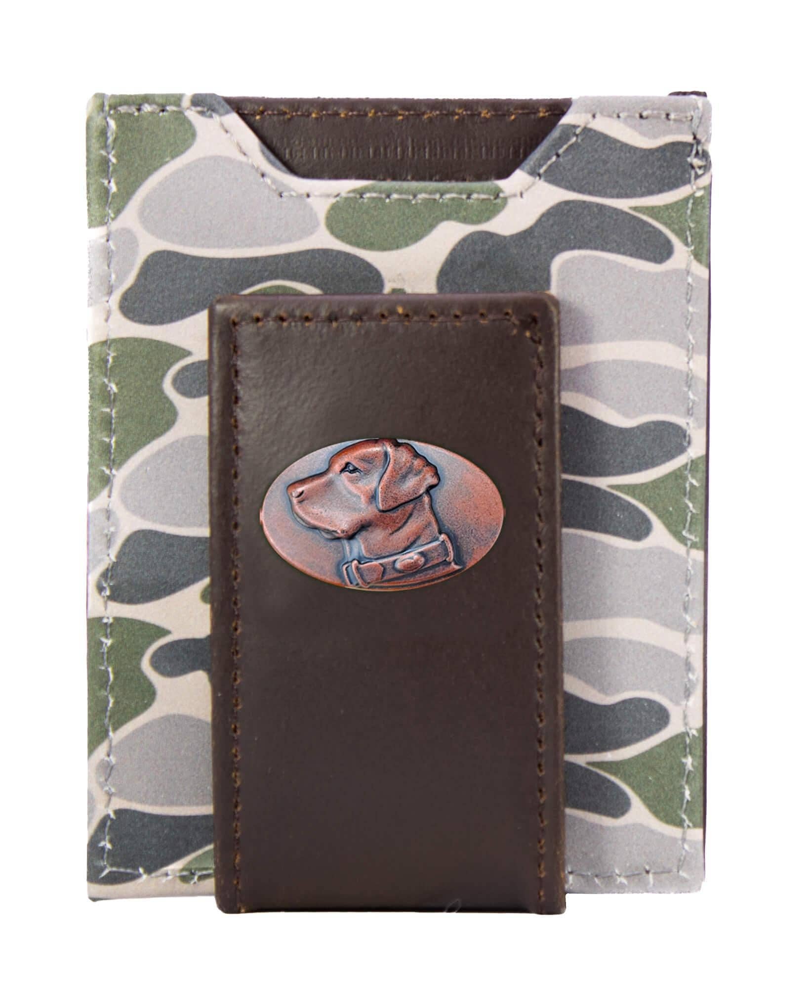 Lab Men's Magnetic Front Pocket Old School Camo Leather Wallet.