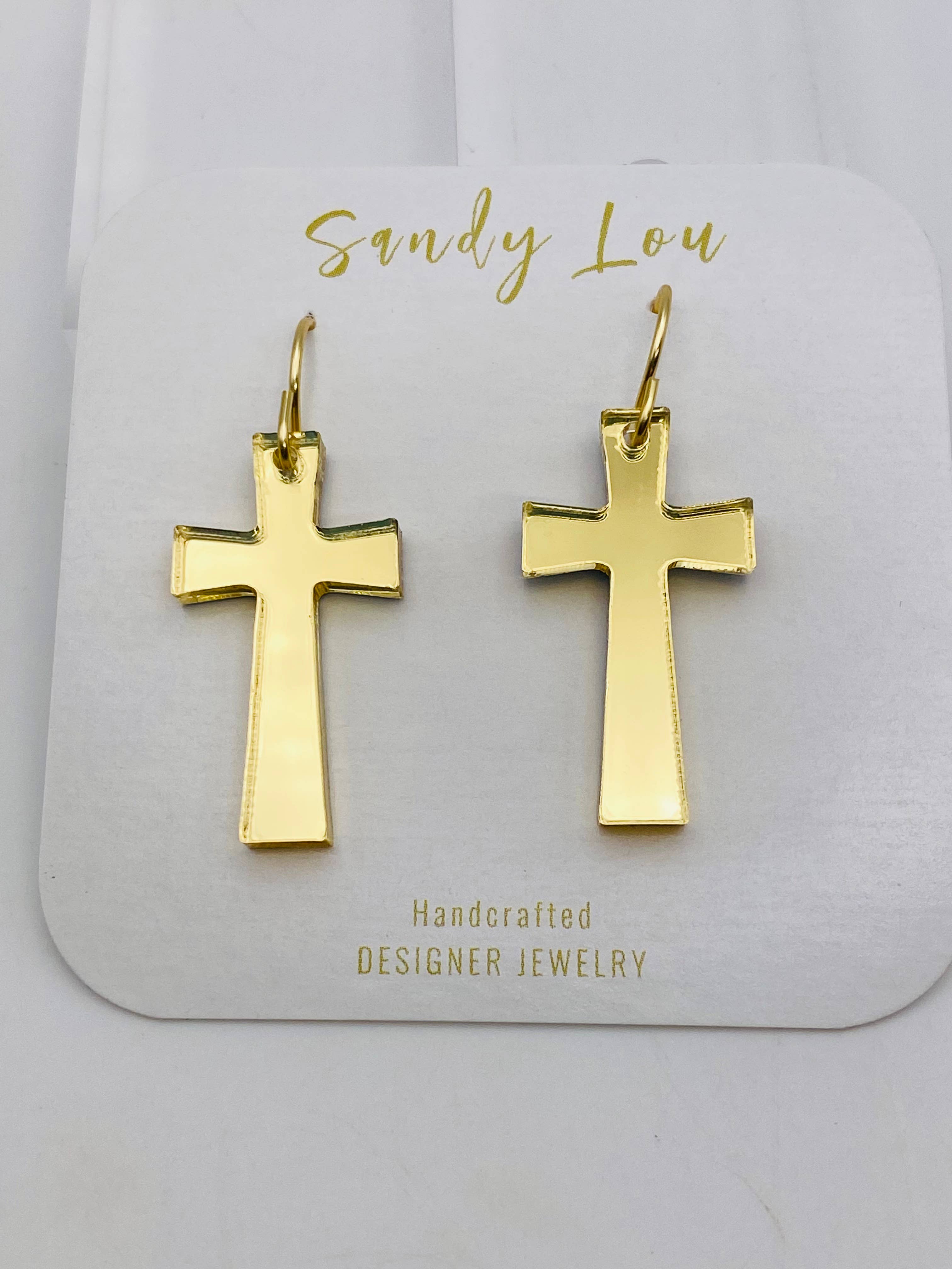Cross Gold Dangle Earrings