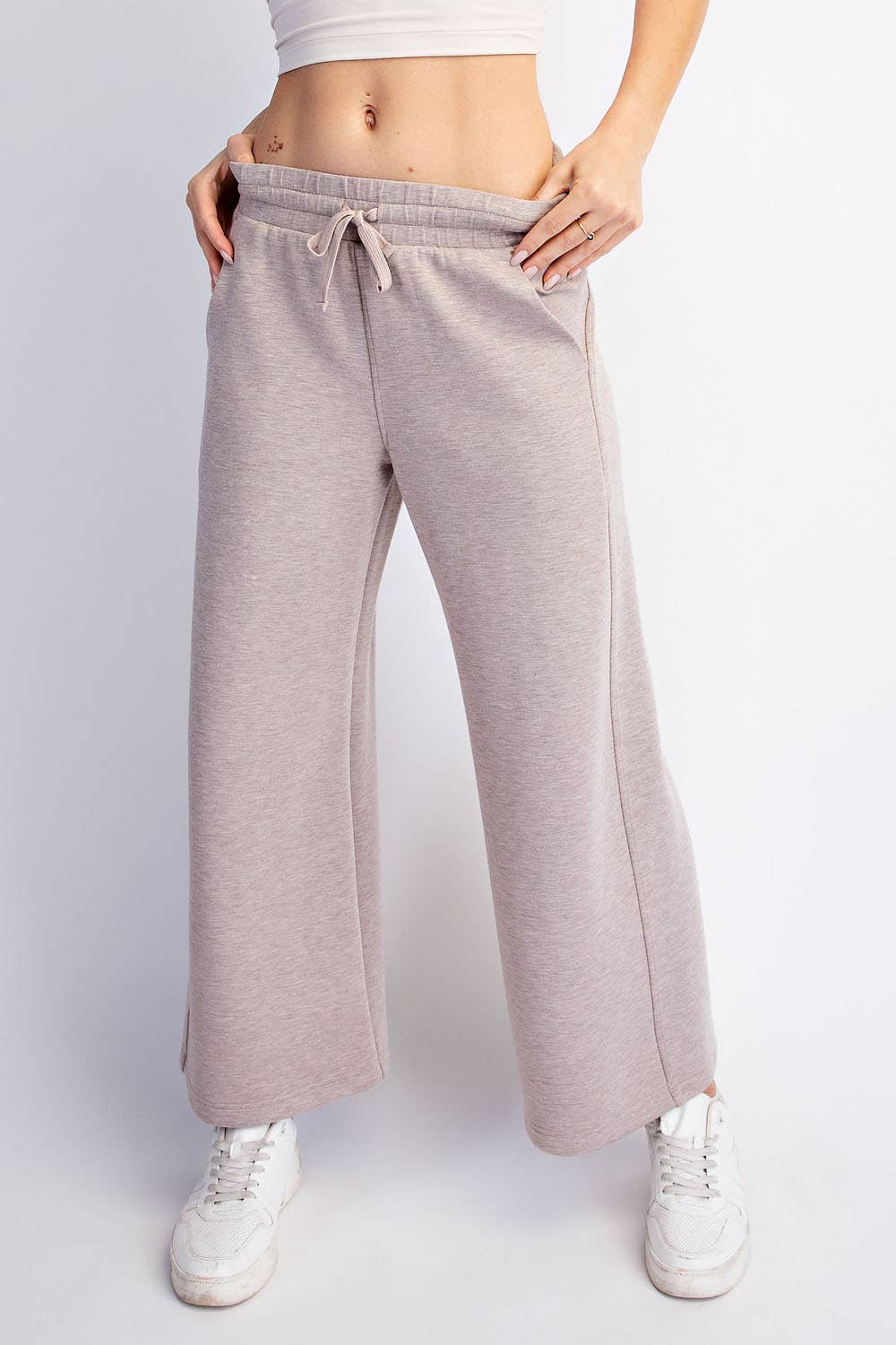Modal Scuba Cropped Wide Pant - Rae Mode - Espresso / Black