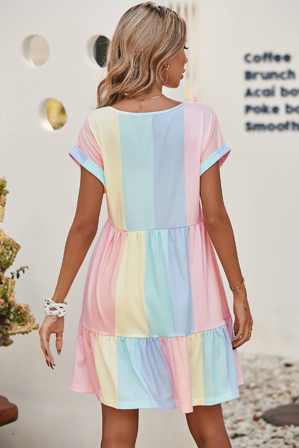 Striped Color Block Tiered Mini Dress- FINAL SALE 50% OFF