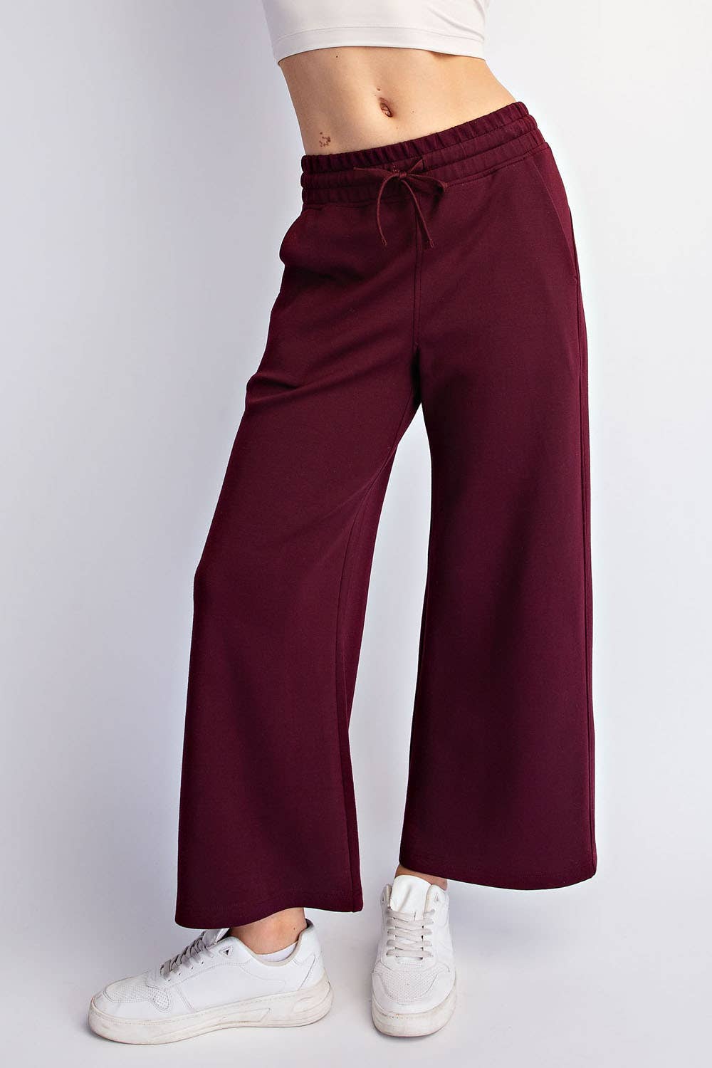 Modal Scuba Cropped Wide Pant - Rae Mode - Espresso / Black
