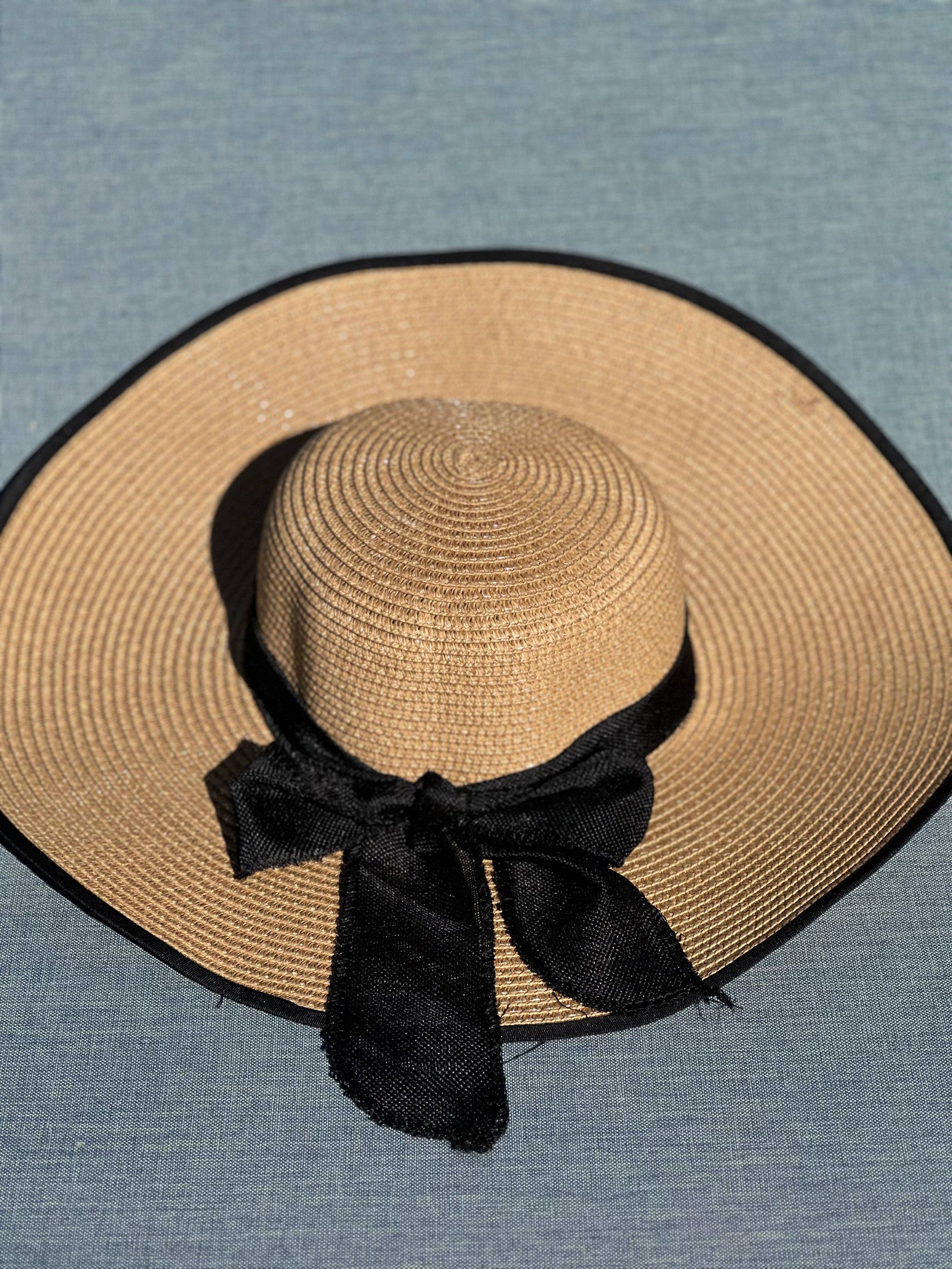 Farrah Floppy Hat "Black Beige"