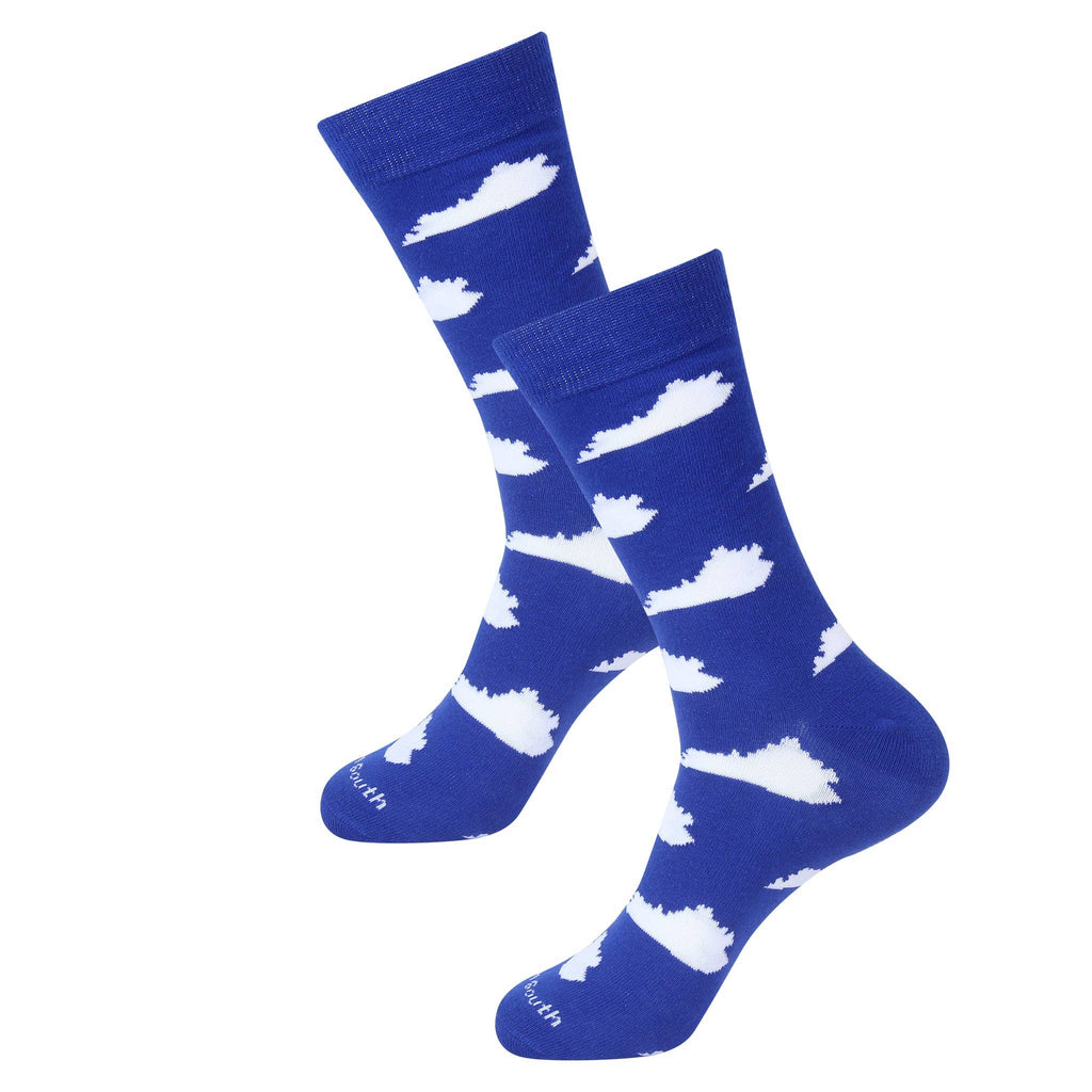 Barrel Down South - Blue/White Kentucky Shape Socks