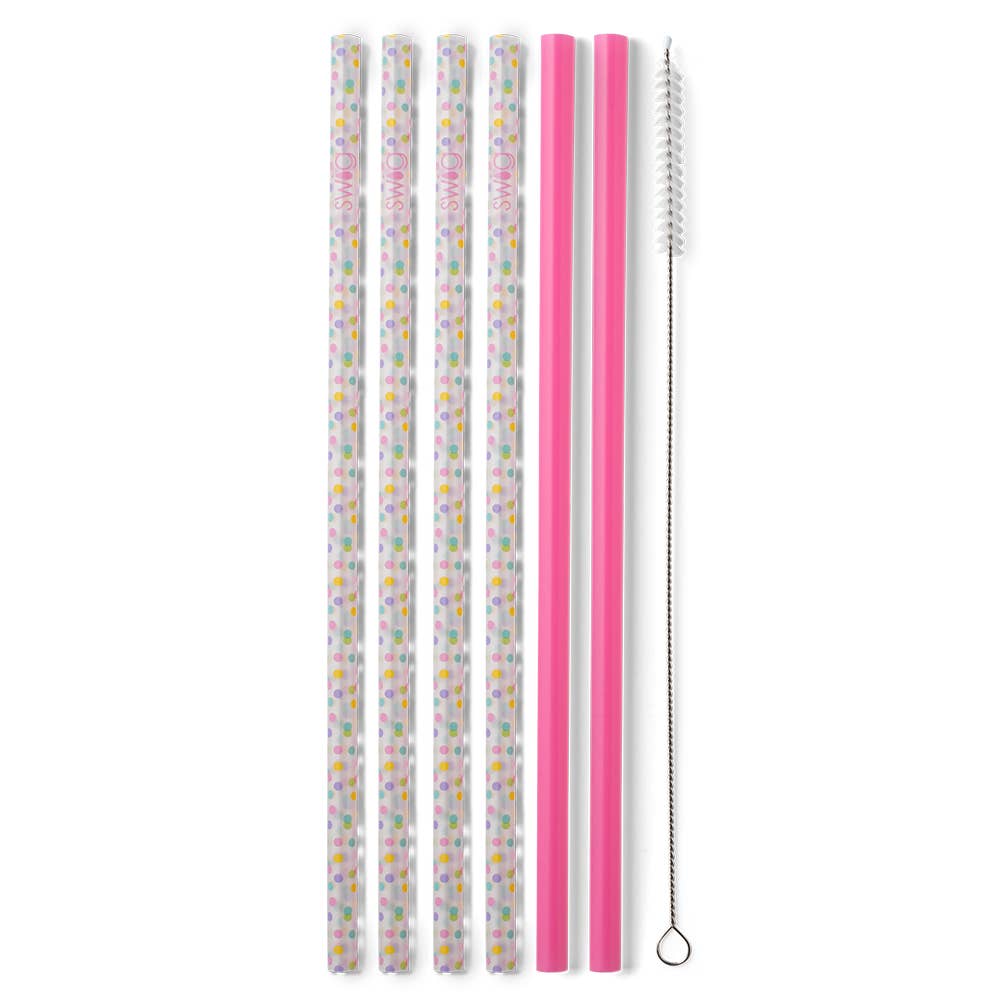 Swig Confetti + Pink Reusable Straw Set