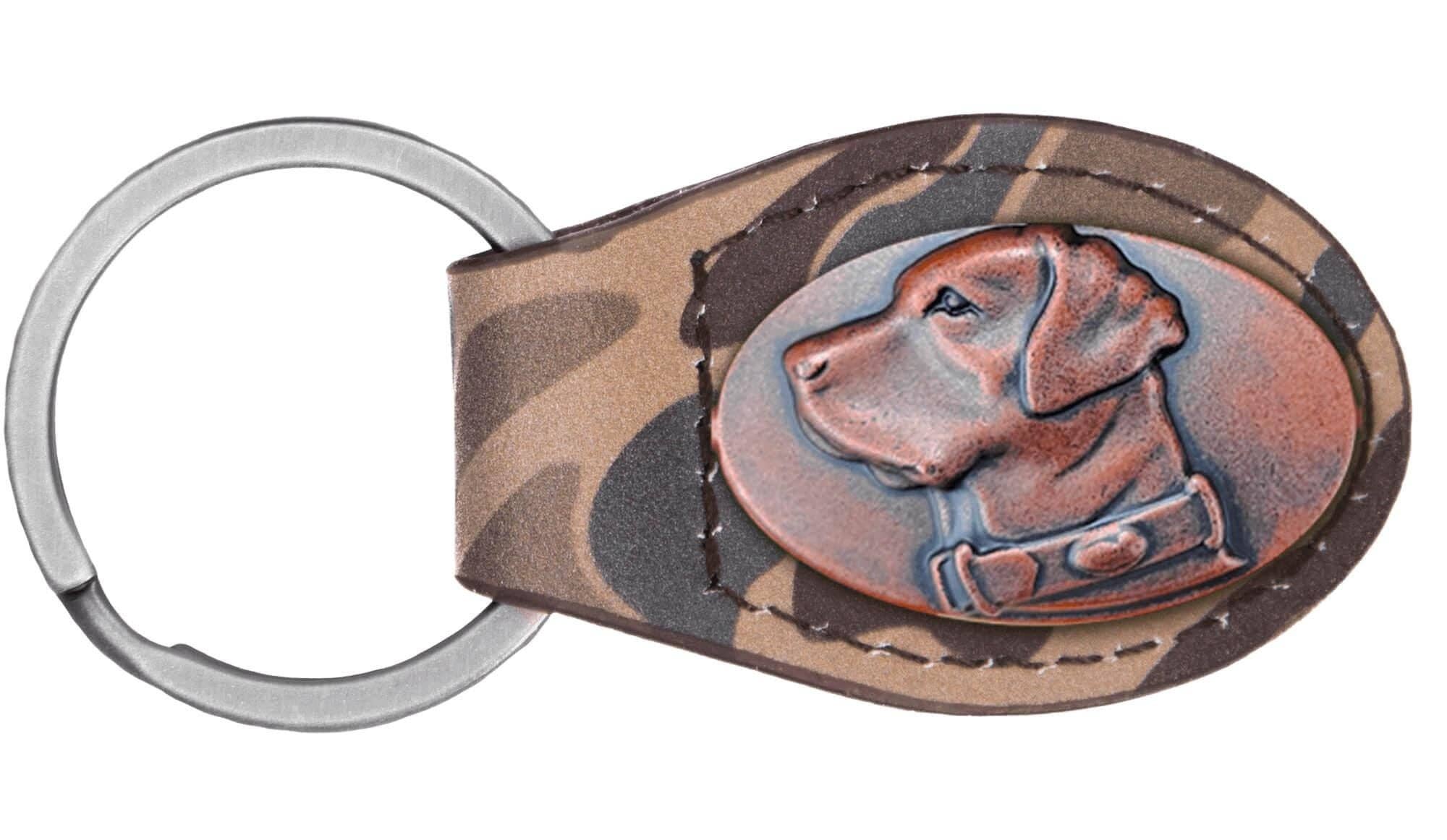 Brown Old School Camo Leather Key Fob