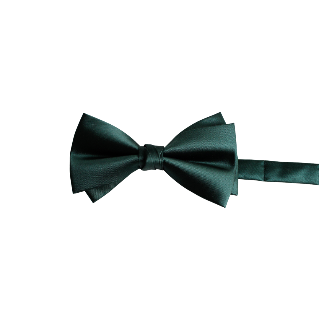 Double-Deck Hunter Green Satin Bow Tie Set