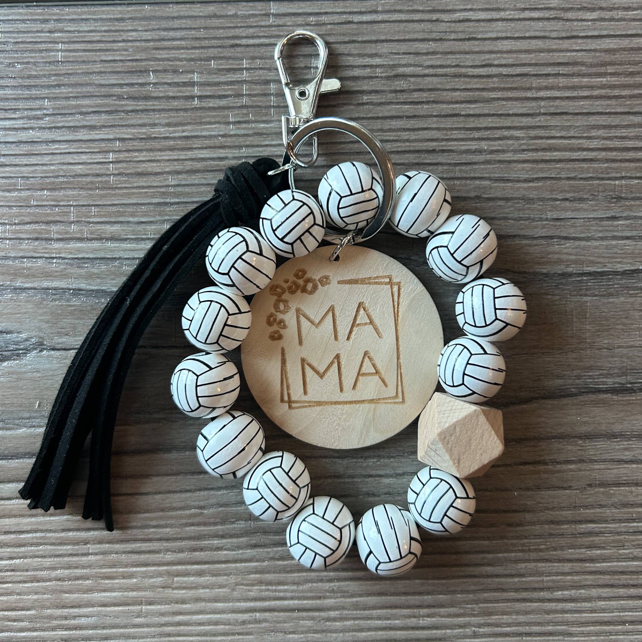 Mama Sports Keychain with Wooden Beads