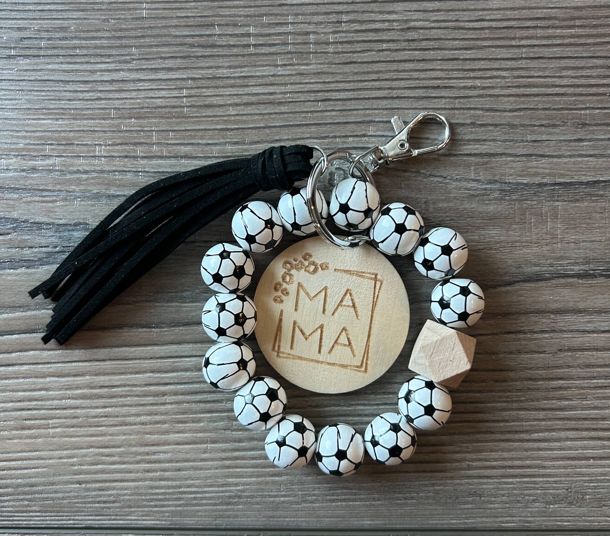 Mama Sports Keychain with Wooden Beads