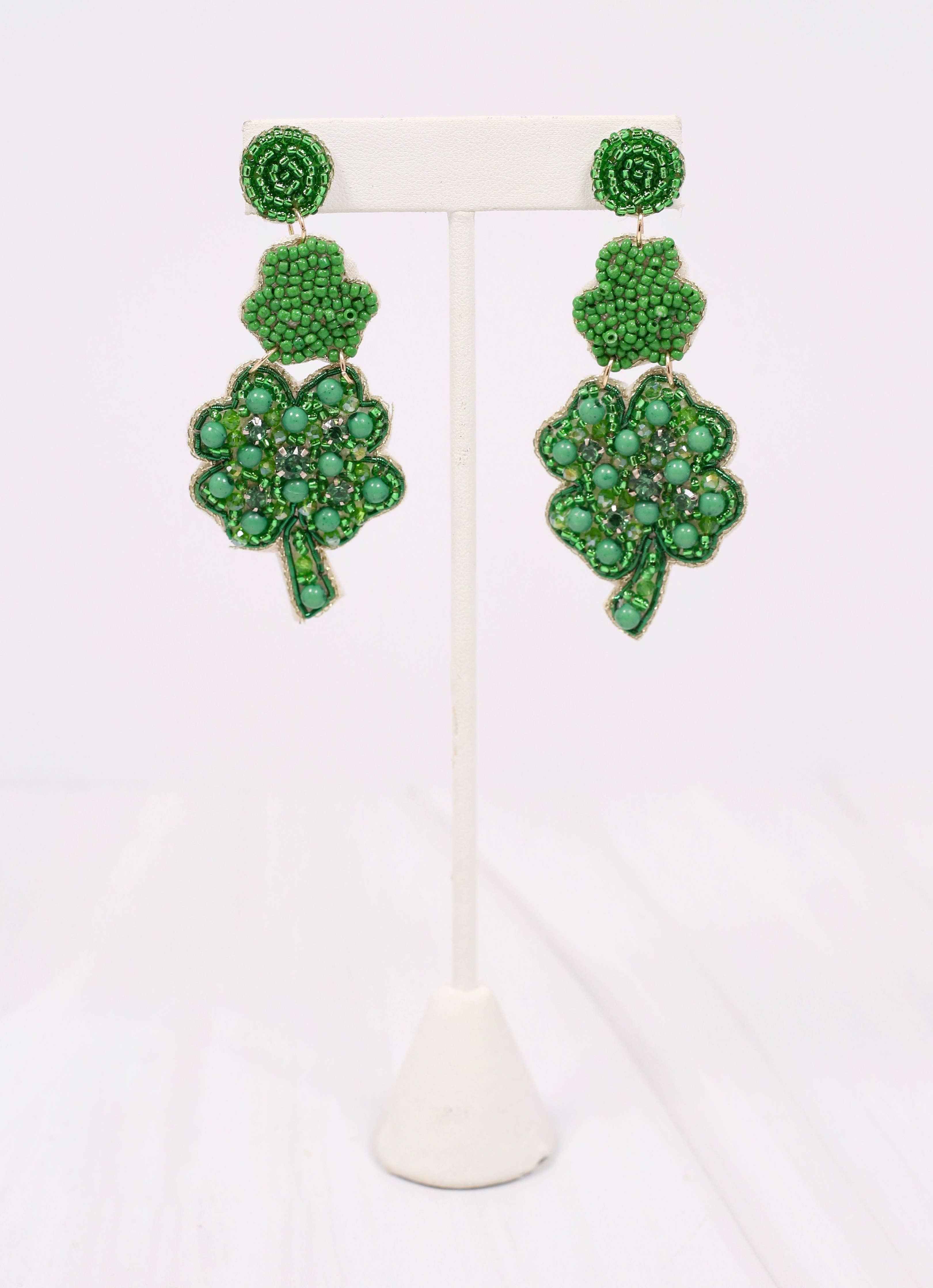 Galway Shamrock Drop Earring GREEN