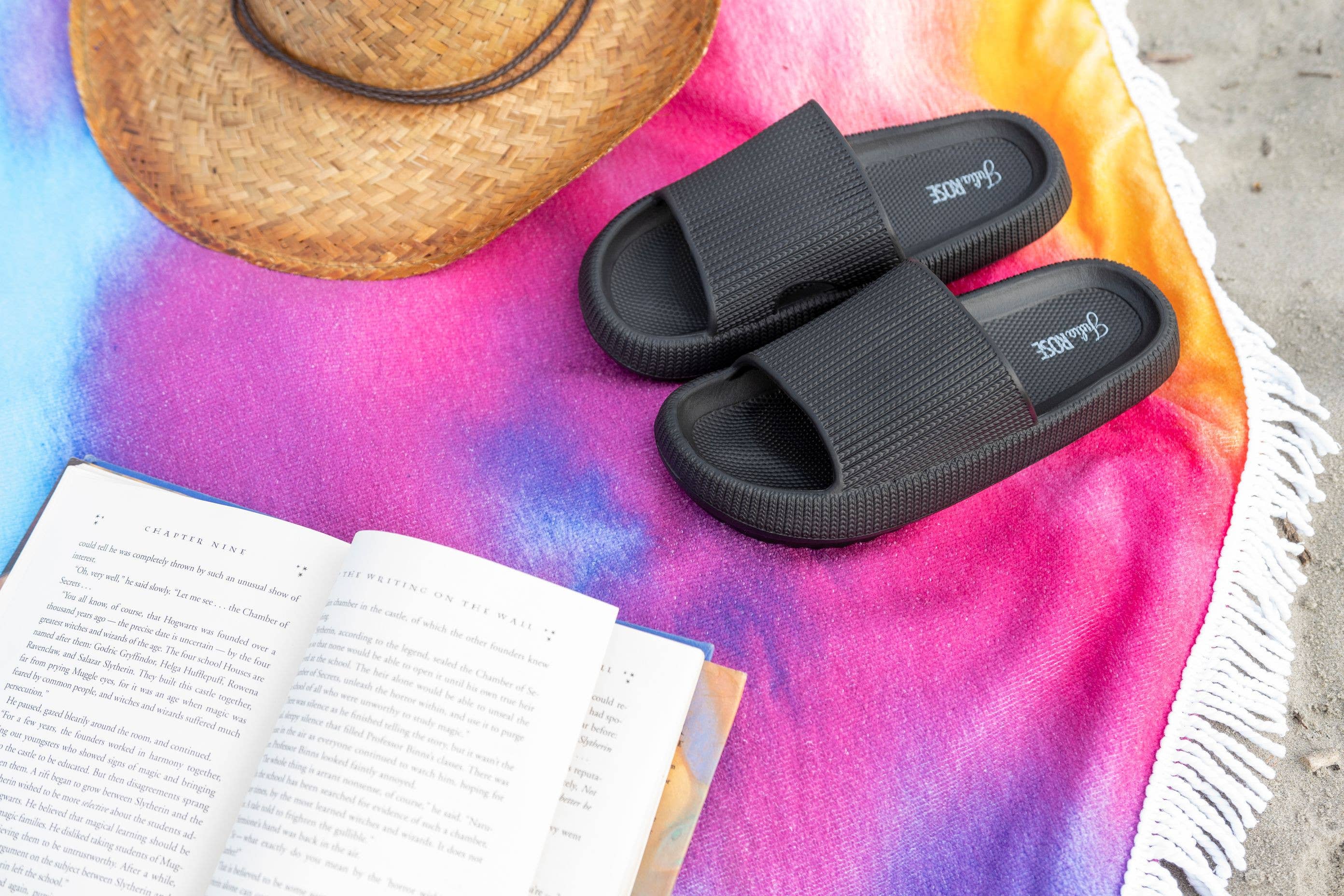 Black  insanely Comfy Beach Slides-FINAL SALE 50%OFF
