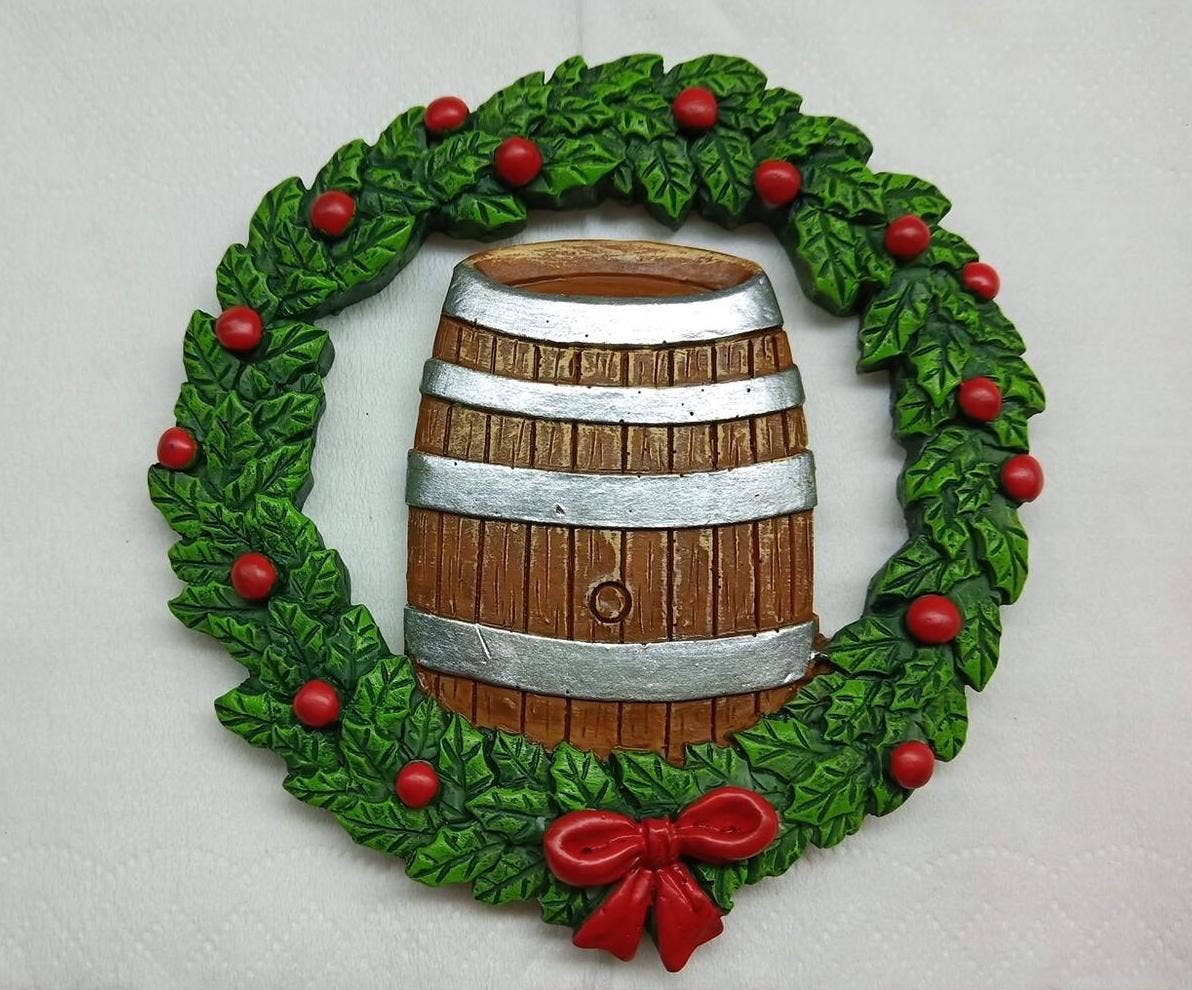 Bourbon Wreath Christmas Ornament - Whiskey Ornament