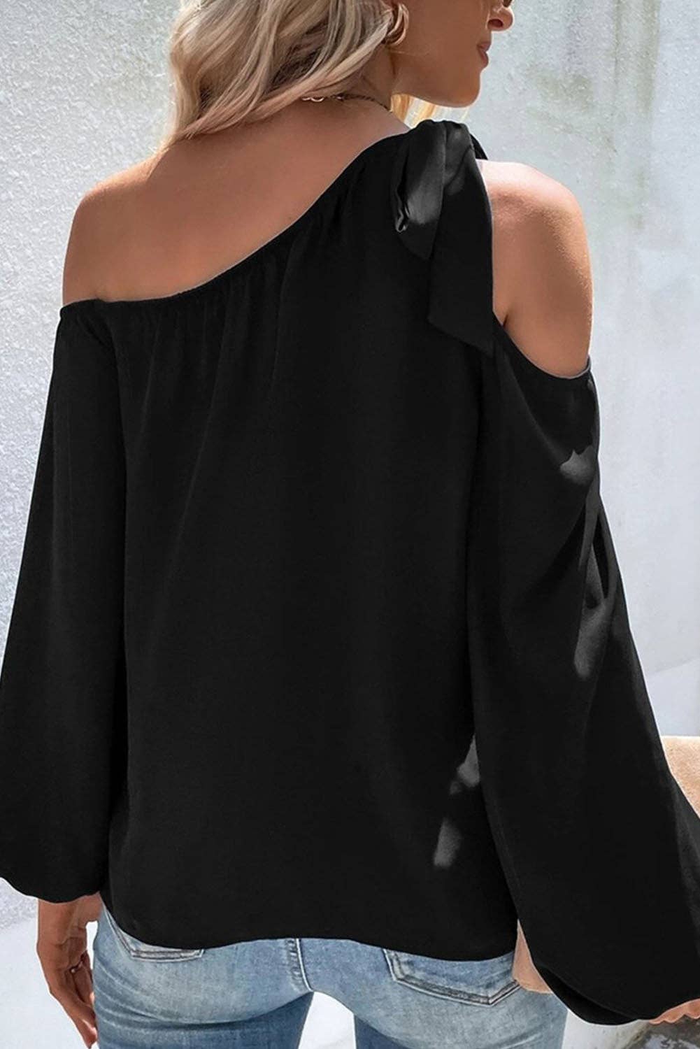 Knotted Asymmetric Off Shoulder Blouse- FINAL SALE 50% OFF