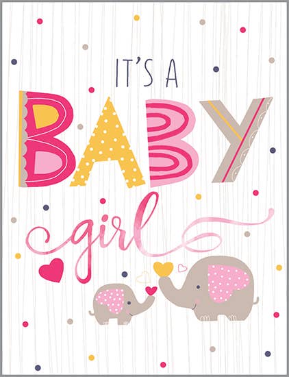 Baby Greeting Card - Girl Elephant