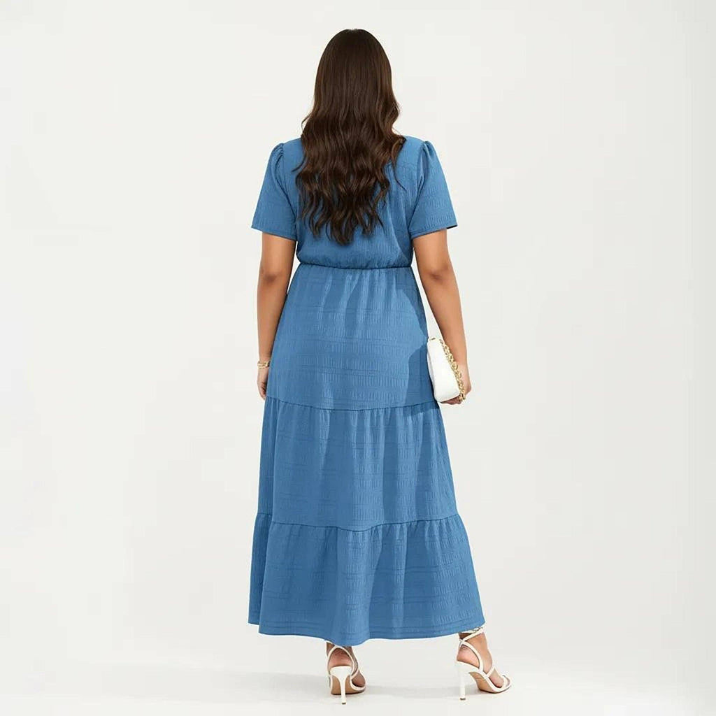 Plus Size Tiered Maxi Dress - Blue