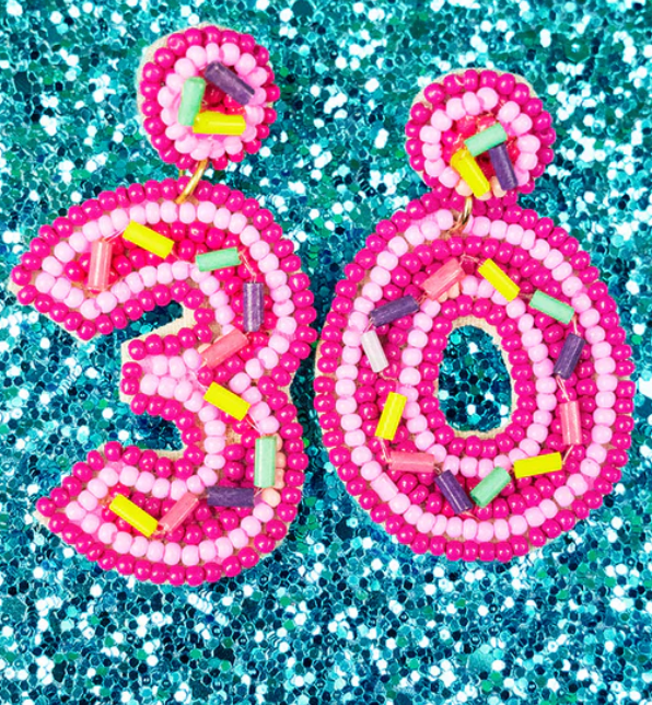 Birthday '30' Seed Bead Earrings
