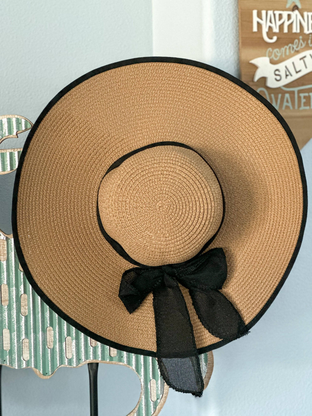 Farrah Floppy Hat "Black Beige"